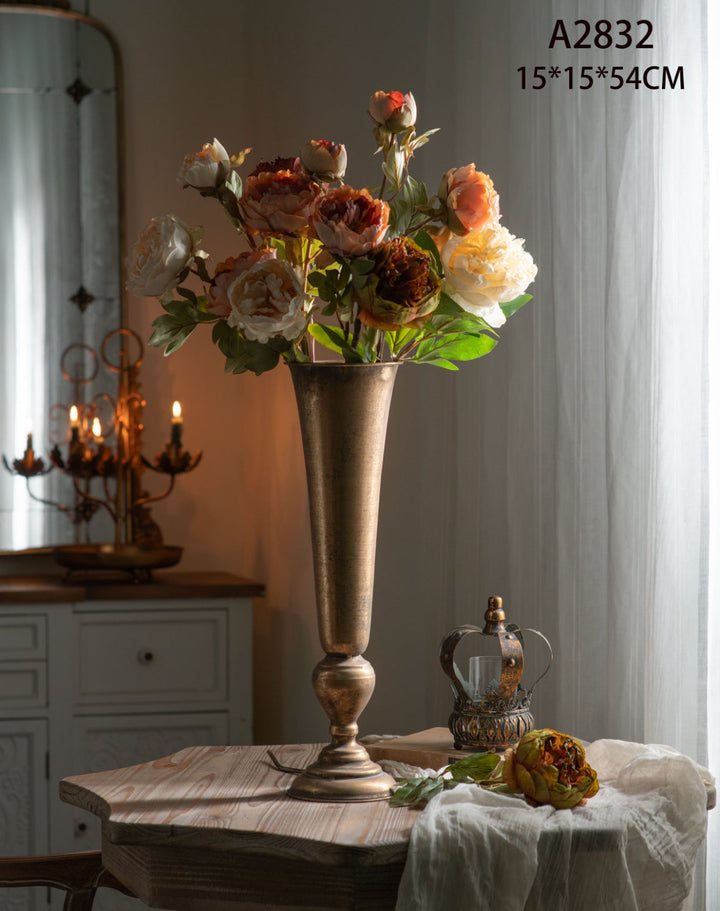 Antique Gold Trumpet Vase