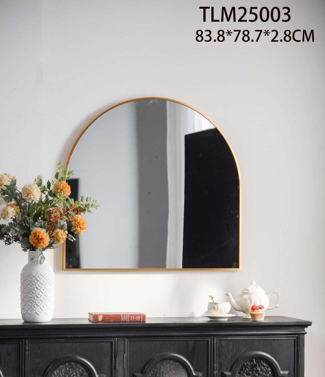 Modern Arch Wall Mirror with Gold Frame