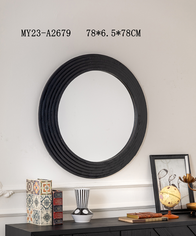 Modern Black Round Wall Mirror