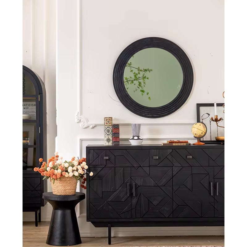 Modern Black Round Wall Mirror