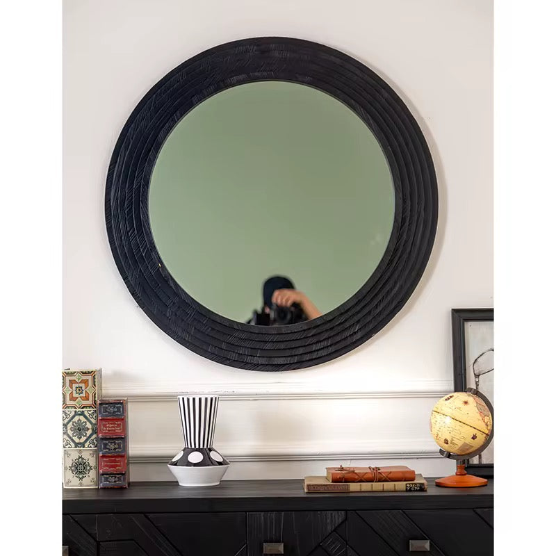 Modern Black Round Wall Mirror