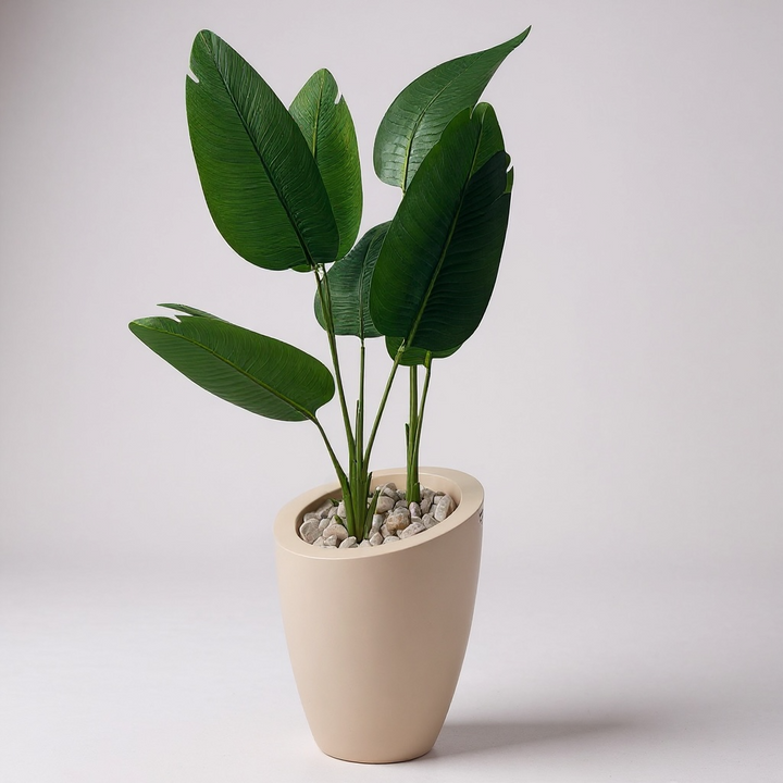 Artificial Banana Leaf Plant in Fiberglass Pot