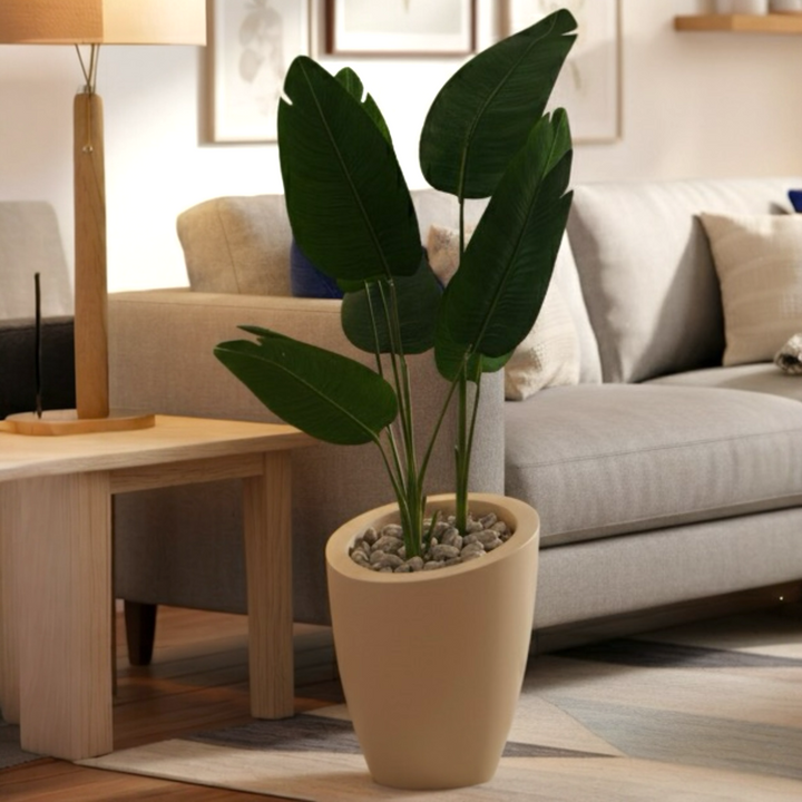 Artificial Banana Leaf Plant in Fiberglass Pot