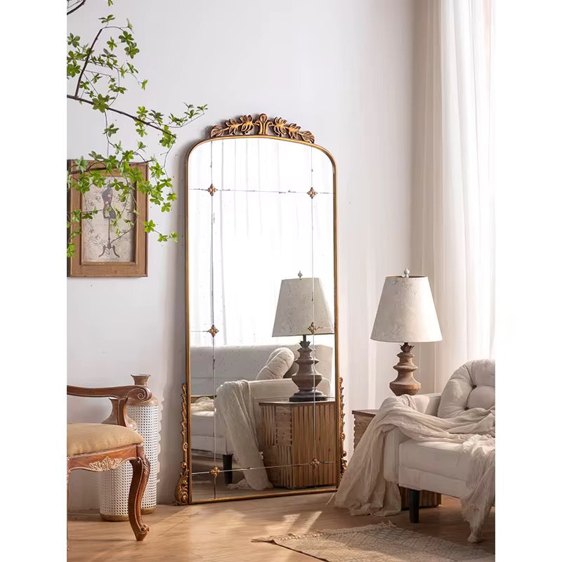 Tall Vintage Floor Mirror with Gold Frame