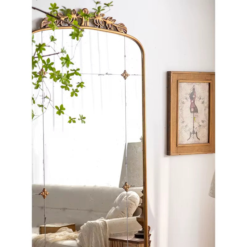 Tall Vintage Floor Mirror with Gold Frame