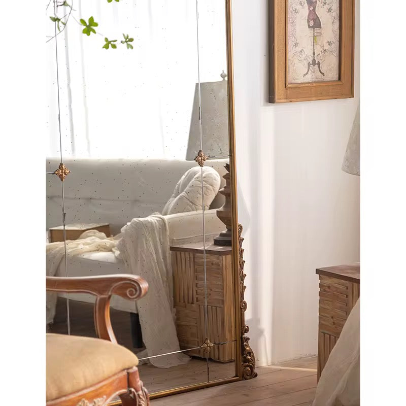 Tall Vintage Floor Mirror with Gold Frame