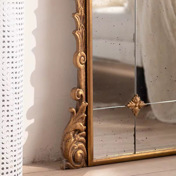 Tall Vintage Floor Mirror with Gold Frame