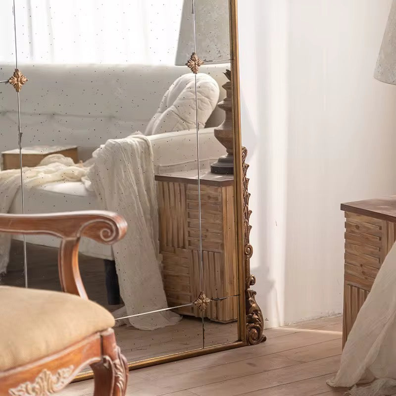 Tall Vintage Floor Mirror with Gold Frame