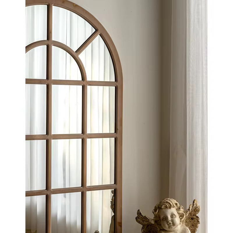 Rustic Arched Windowpane Mirror