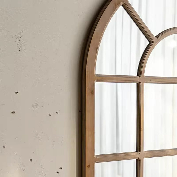 Rustic Arched Windowpane Mirror