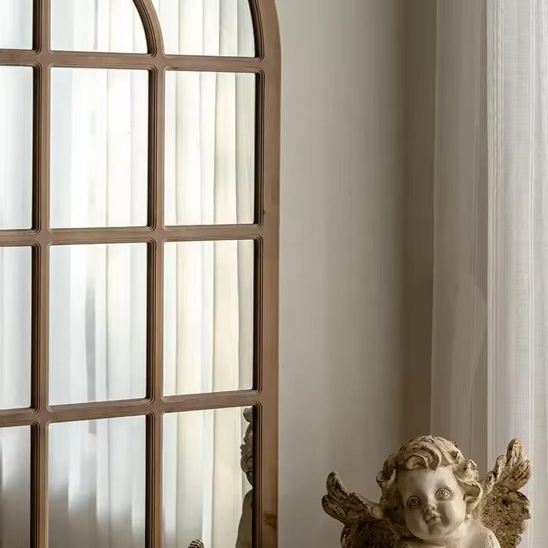 Rustic Arched Windowpane Mirror