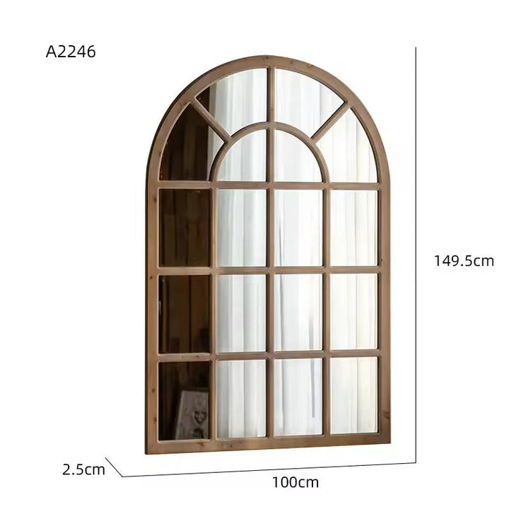 Rustic Arched Windowpane Mirror