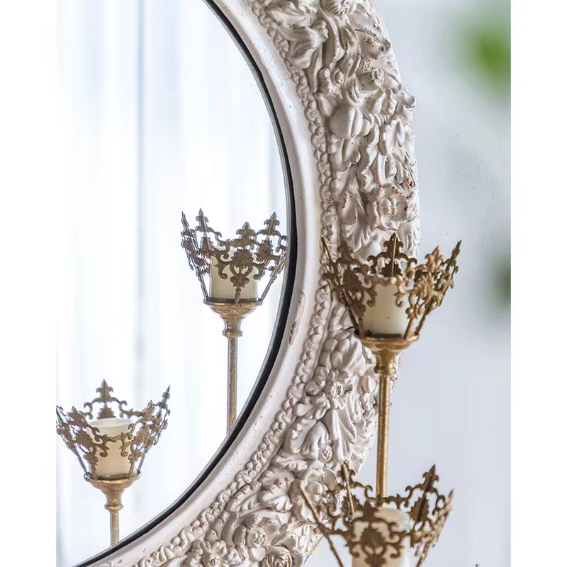 Ornate Floral Round Wall Mirror