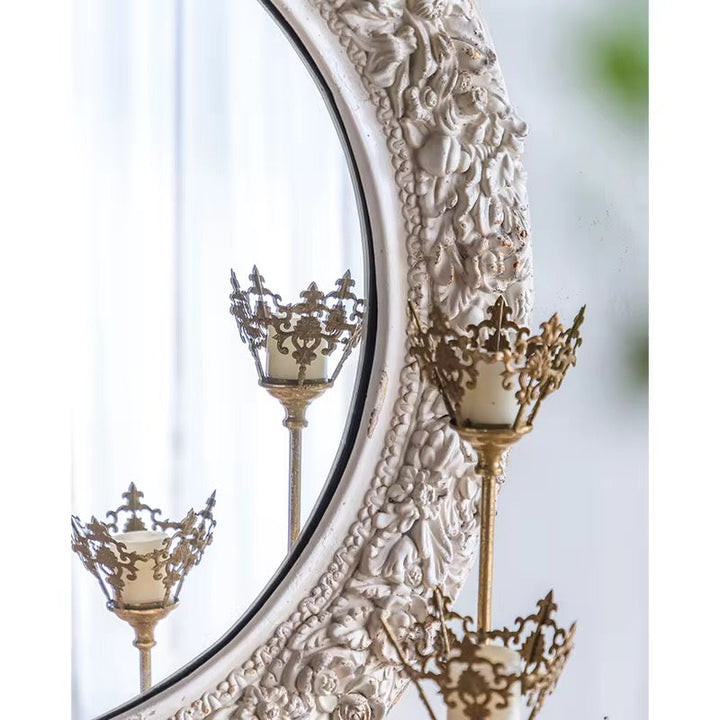 Ornate Floral Round Wall Mirror
