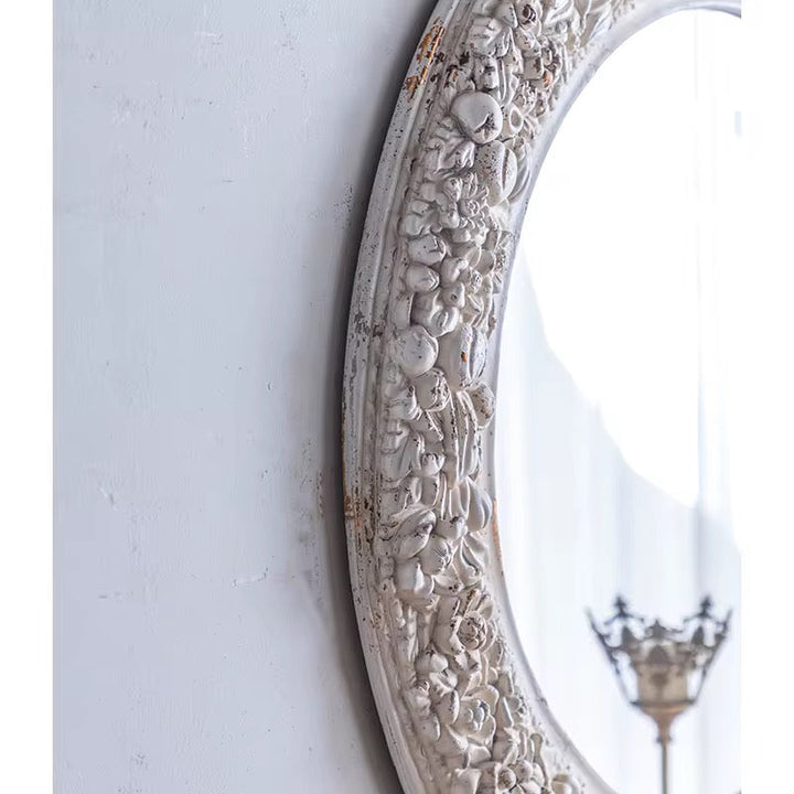 Ornate Floral Round Wall Mirror