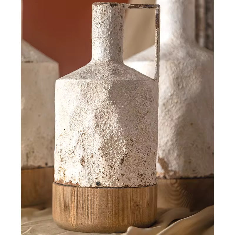 Rustic Ceramic & Wood Vases