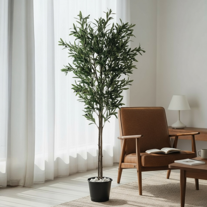 Artificial Olive Tree in Black Pot