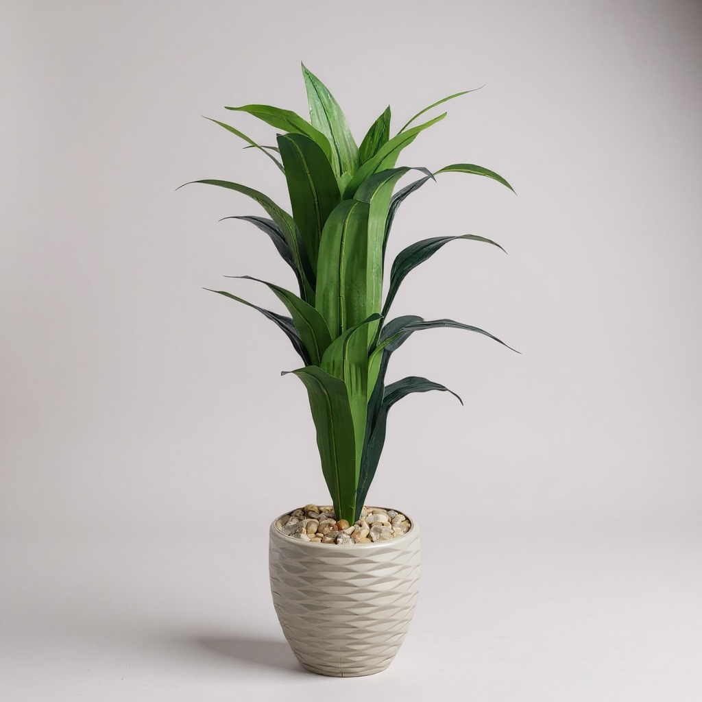Artificial Tropical Green Plant in Textured Pot