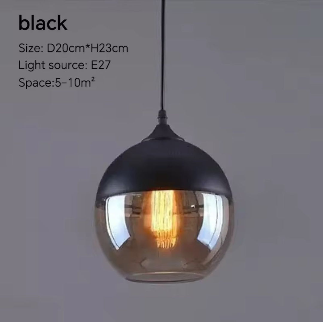 Modern Smoky Glass Pendant Lights with Black Accents