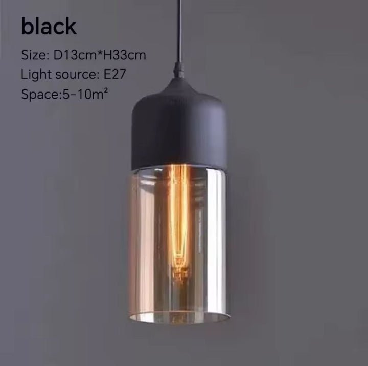 Modern Smoky Glass Pendant Lights with Black Accents