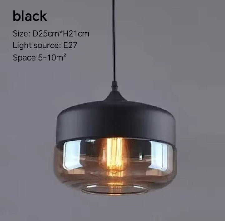 Modern Smoky Glass Pendant Lights with Black Accents