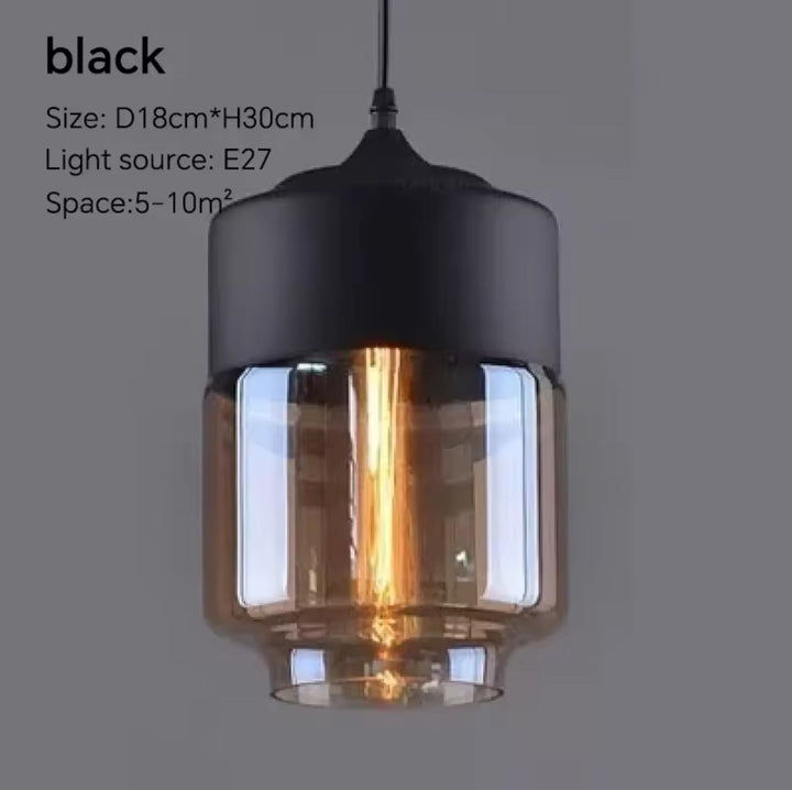 Modern Smoky Glass Pendant Lights with Black Accents