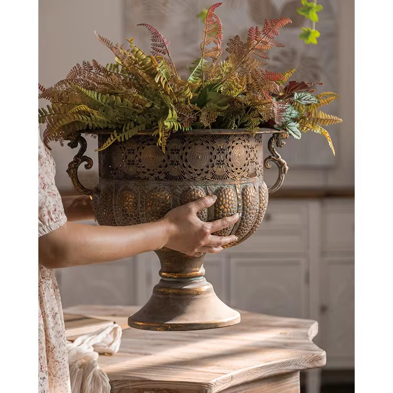 Antique Metal Planter Urn