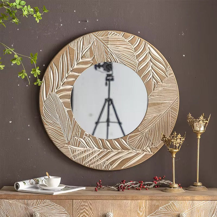 Carved Leaf Mirror