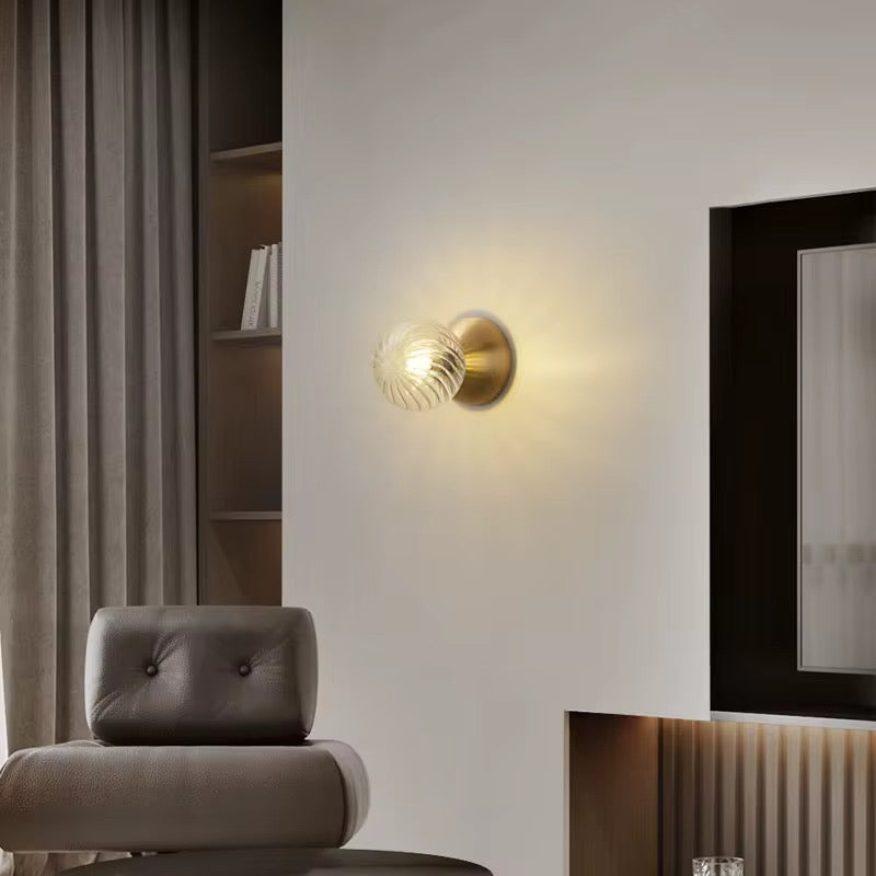 Gold Glass Globe Wall Sconce