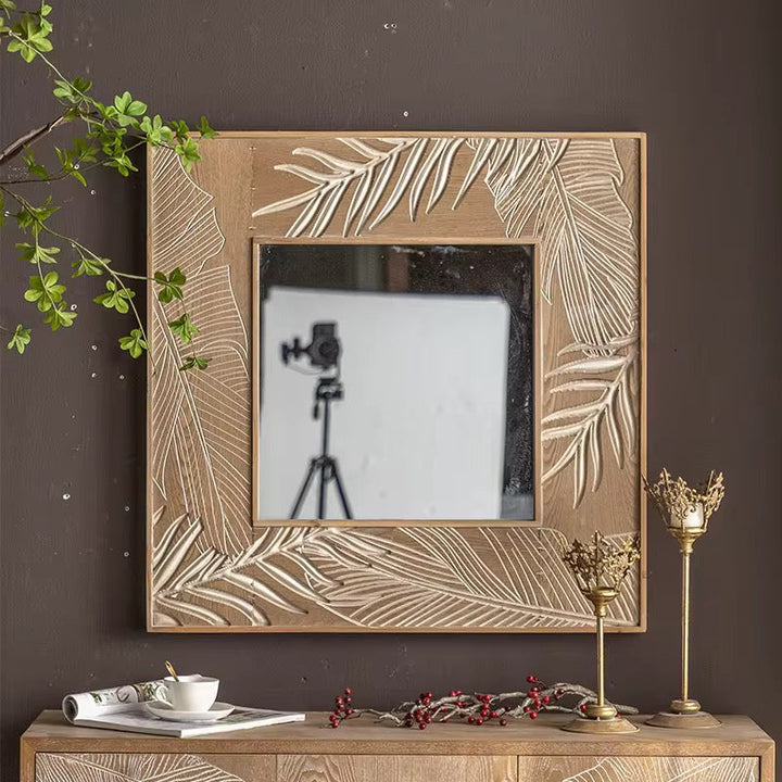 Carved Leaf Mirror