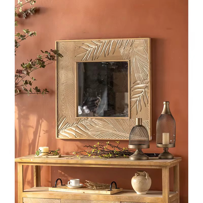 Carved Leaf Mirror