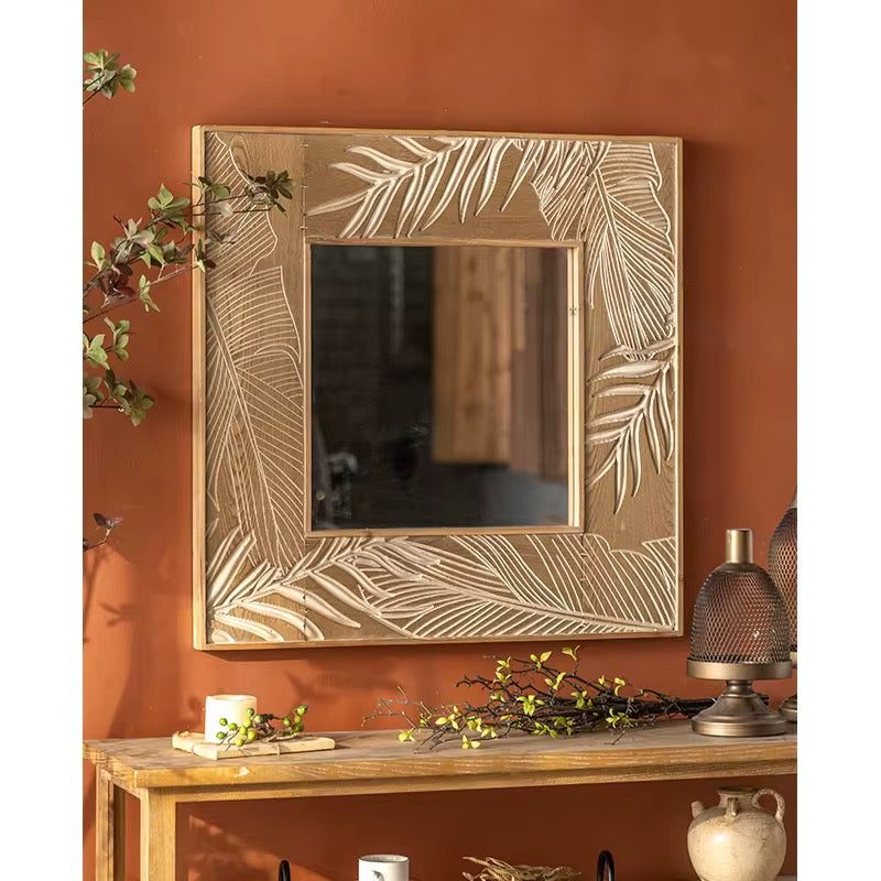 Carved Leaf Mirror