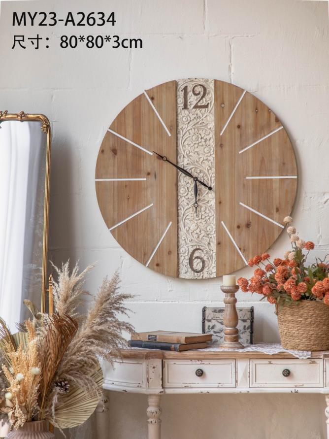 Rustic Carved Wall Clock
