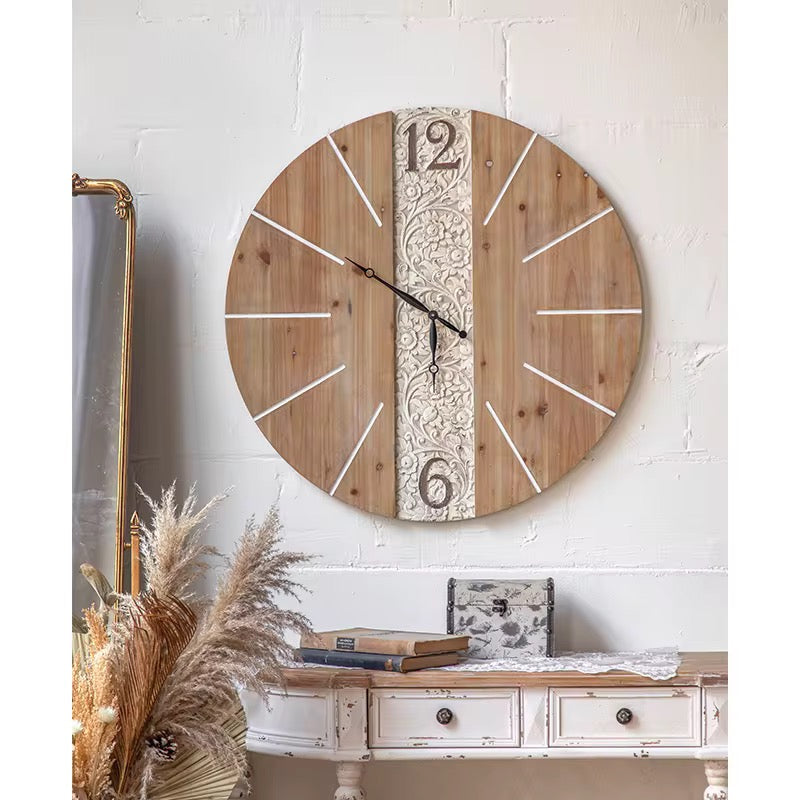 Rustic Carved Wall Clock