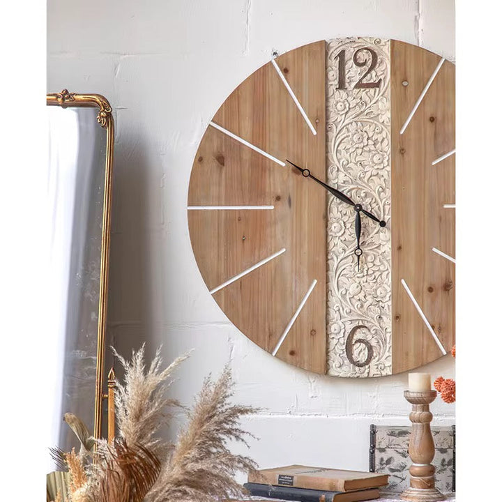 Rustic Carved Wall Clock