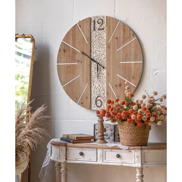 Rustic Carved Wall Clock