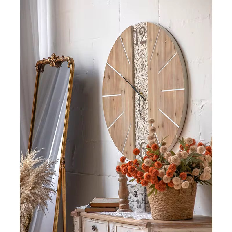 Rustic Carved Wall Clock