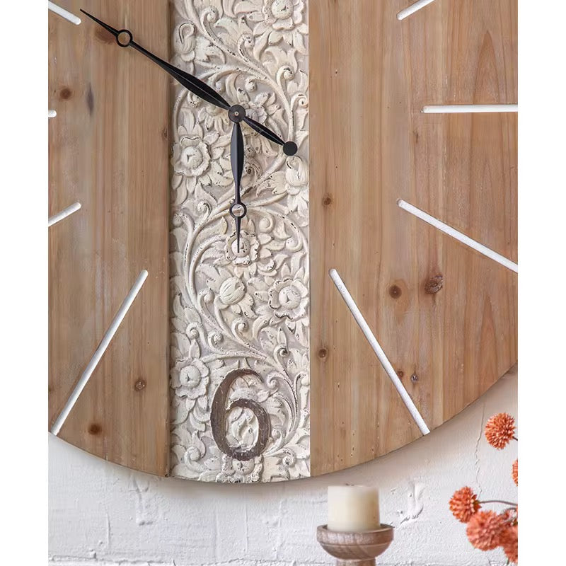 Rustic Carved Wall Clock