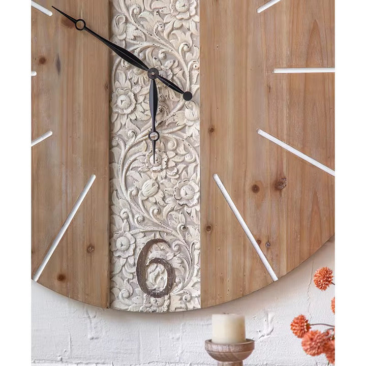 Rustic Carved Wall Clock
