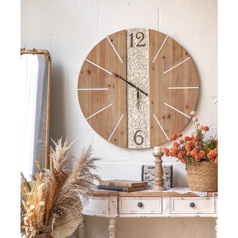 Rustic Carved Wall Clock