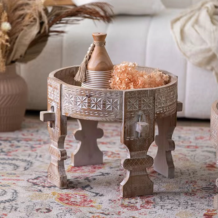 Carved Wooden Bajot Table