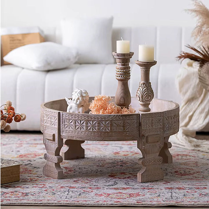 Carved Wooden Bajot Table