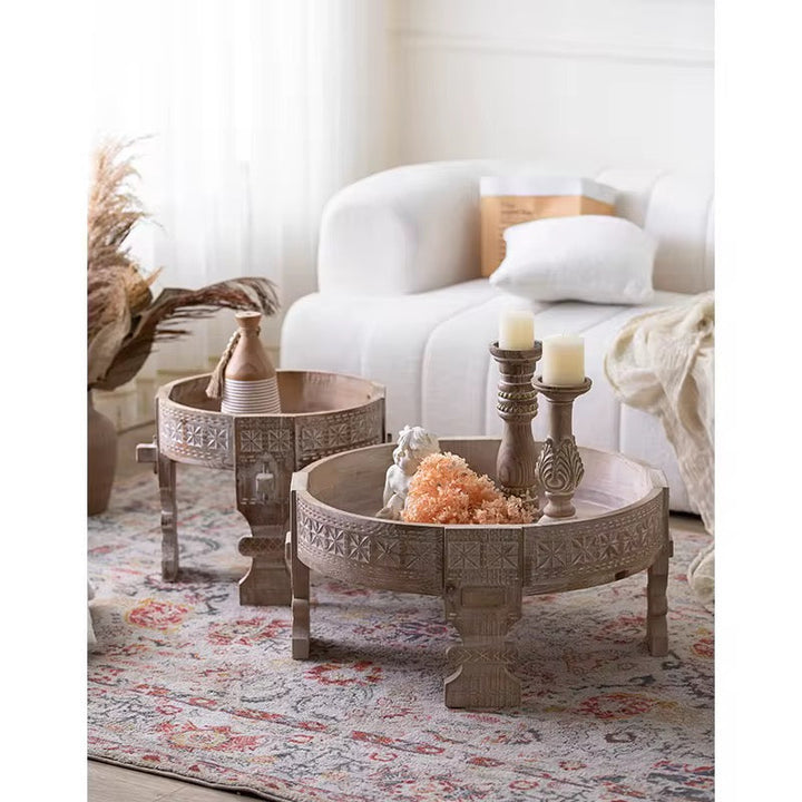 Carved Wooden Bajot Table