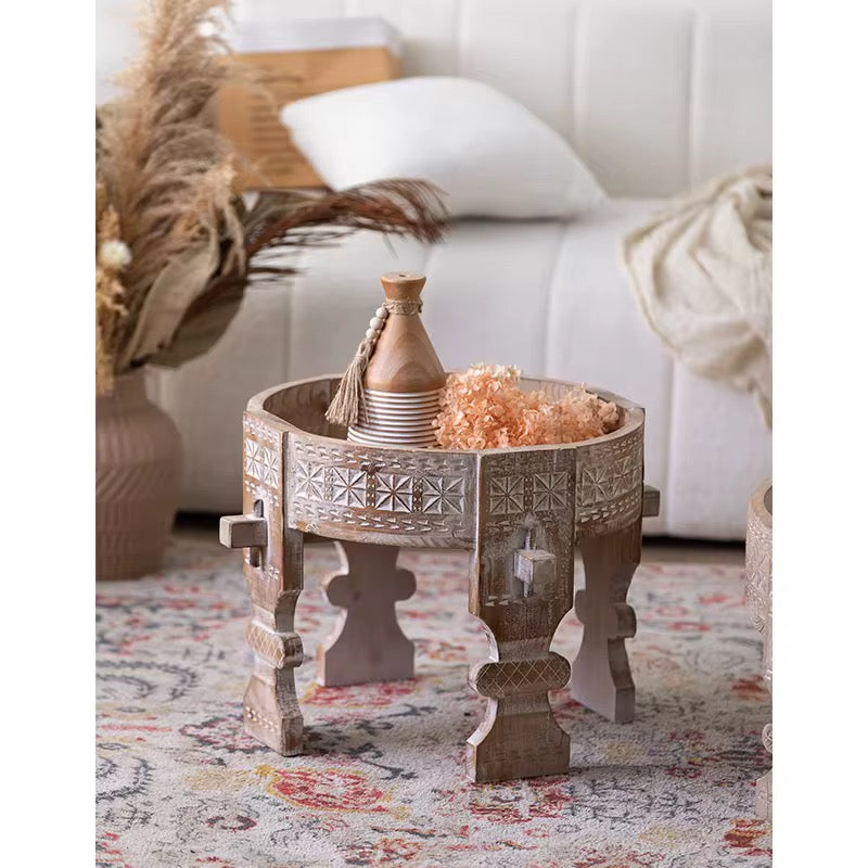 Carved Wooden Bajot Table