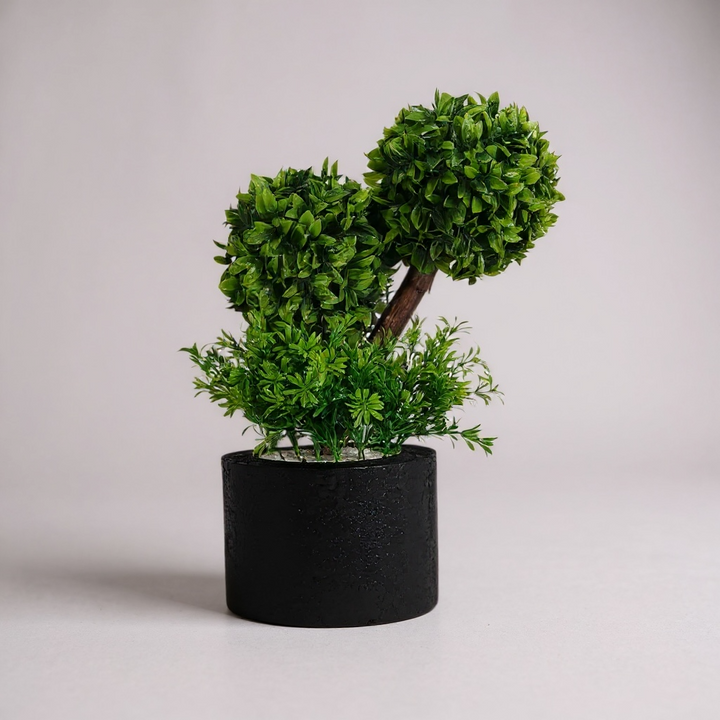 Decorative Artificial Topiary Plant in Wooden-Style Pot