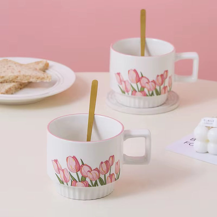Pink Tulip Ceramic Mug