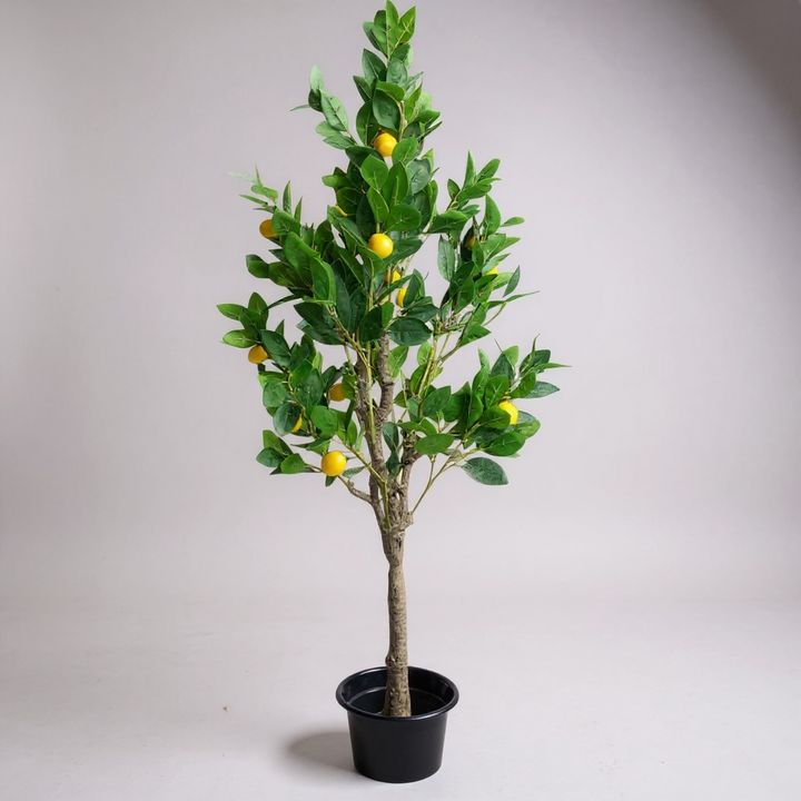 Artificial Lemon Tree in Black Pot