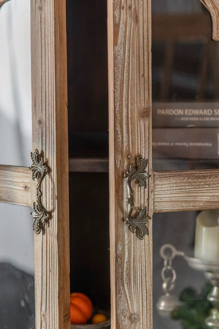 Rustic Carved Display Cabinet