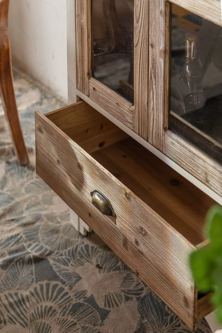 Rustic Carved Display Cabinet