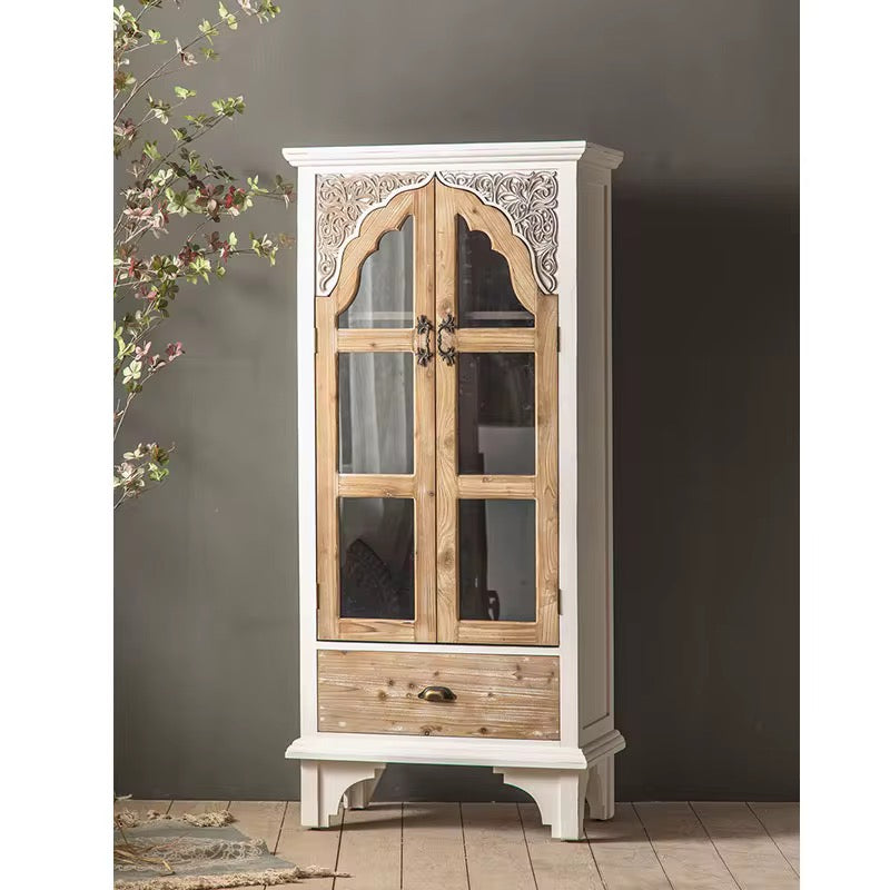 Rustic Carved Display Cabinet